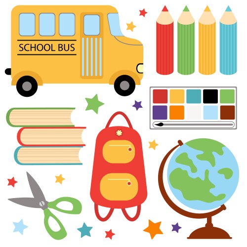 School Set Royalty Free Vector Image Vectorstock