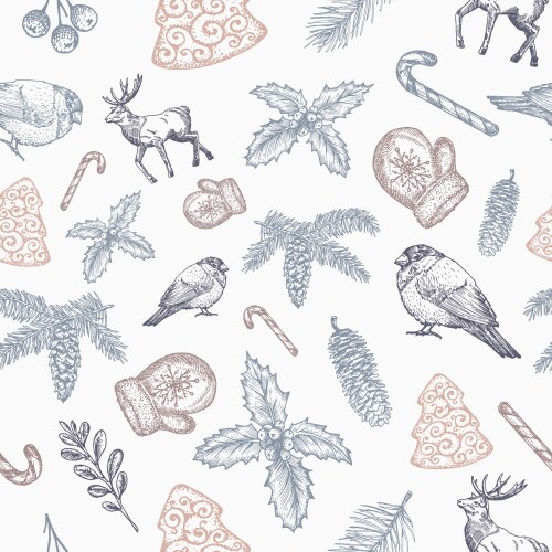 Hand Drawn Christmas Pattern Vector Image