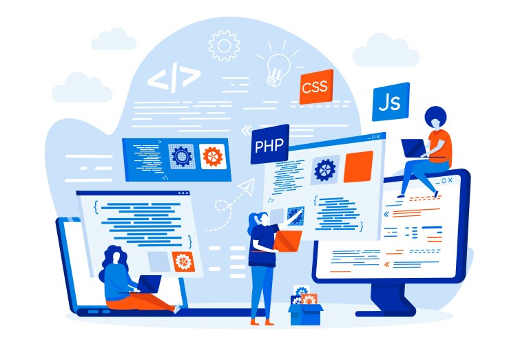 Isometric Web Development Scene – Royalty-Free Vector | VectorStock