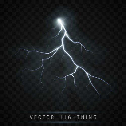 Realistic lightning and thunder bolt Royalty Free Vector