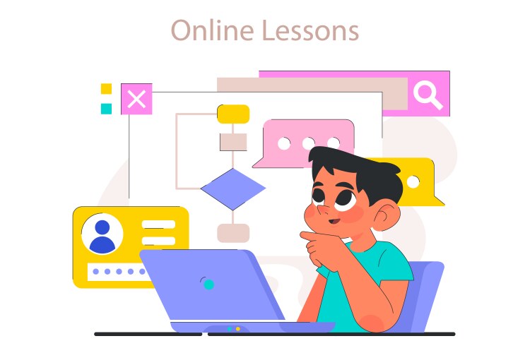 Child do programming online computer science web vector image