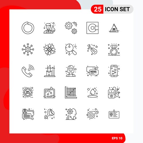 25 universal line signs symbols illuminati Vector Image
