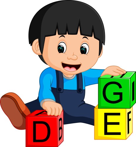 Baby boy and alphabet blocks cartoon vector image