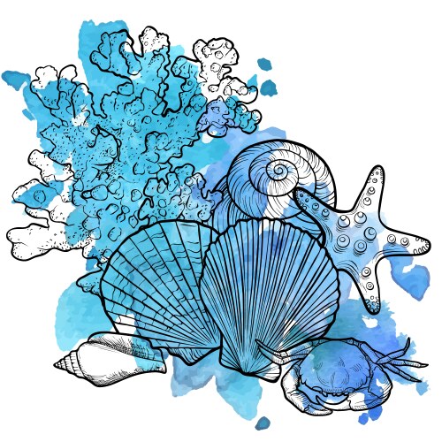 Background with seashells Royalty Free Vector Image