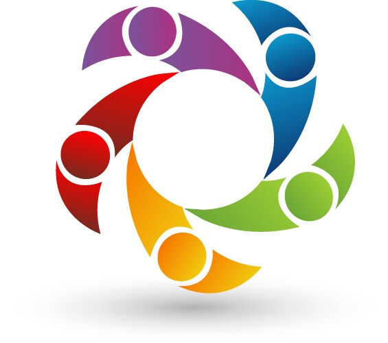 Teamwork people working together logo Royalty Free Vector