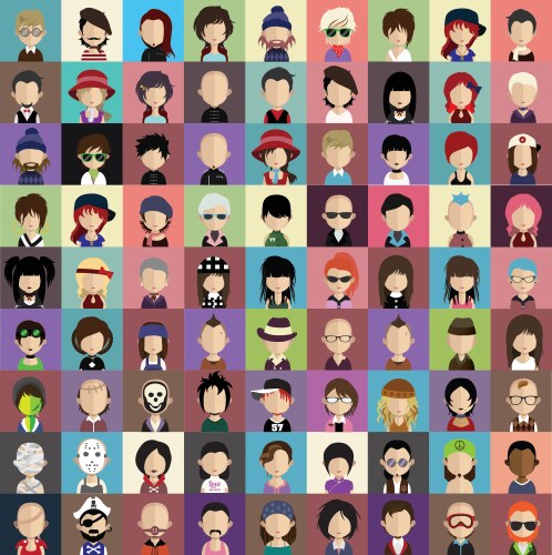 Set colorful avatars characters vector image