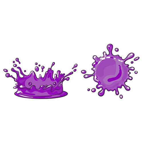 Cartoon purple juice drop splash set Vector Image