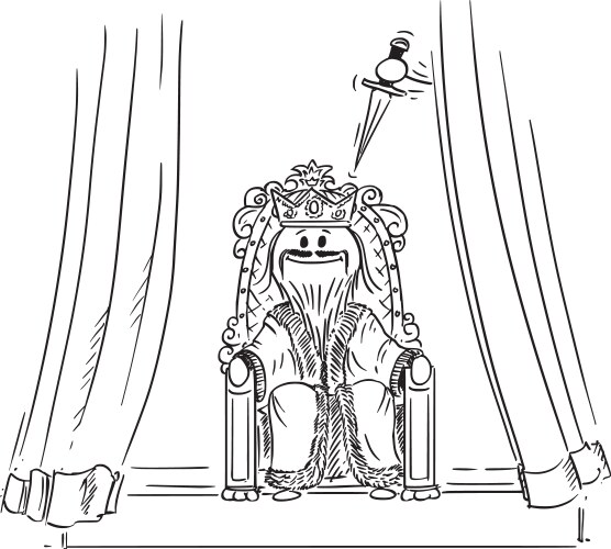 King sitting on the throne traitor with knife Vector Image