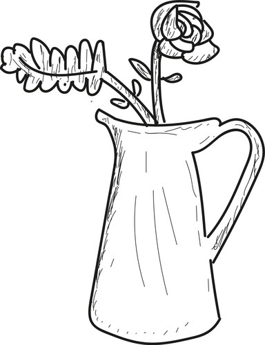 Floral Sketch in Vase Vector Image