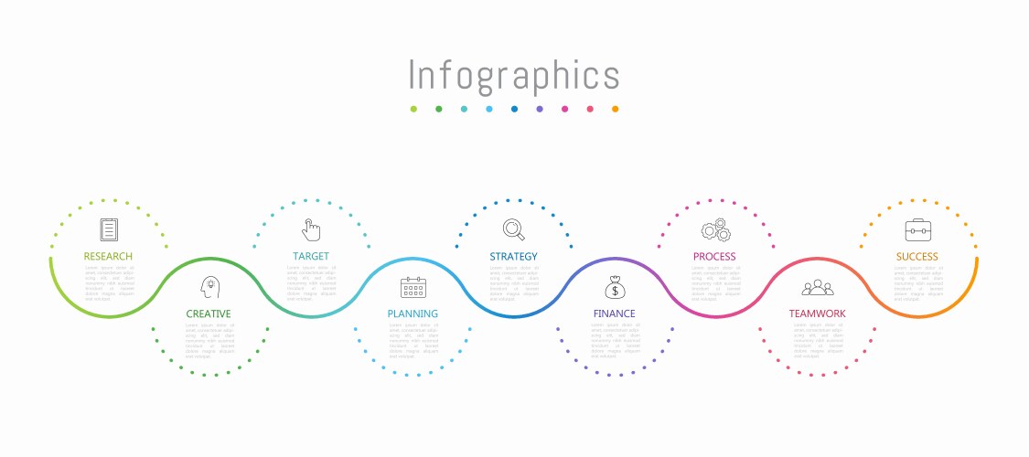 Infographic 9 options design elements Royalty Free Vector