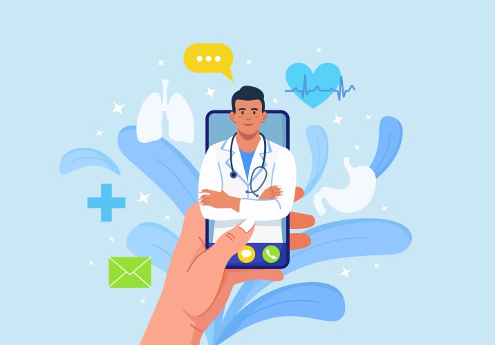 Online doctor virtual medicine mobile app vector image