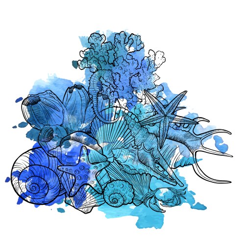 Background with seashells Royalty Free Vector Image