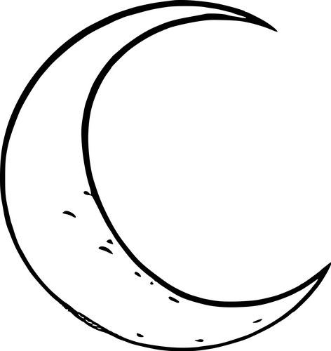 Sketch of a Crescent Moon Vector Image
