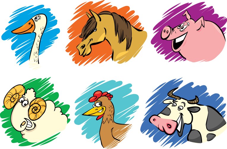 Cute farm animals - goose chicken and pig Vector Image