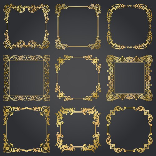 Gold vintage design elements corners and borders Vector Image