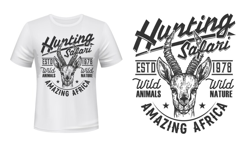 Safari Gazelle Hunting T-Shirt Print Vector Image