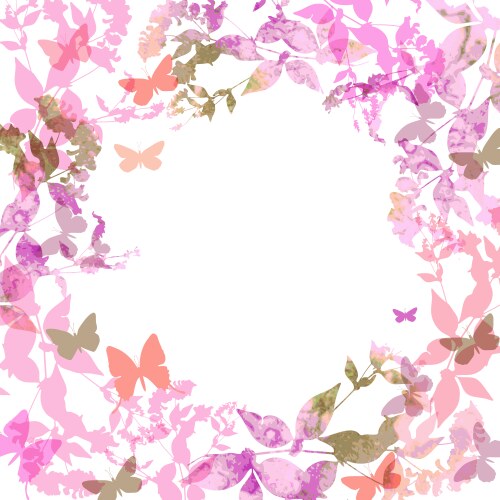 spring background colorful butterflies set wreath vector image