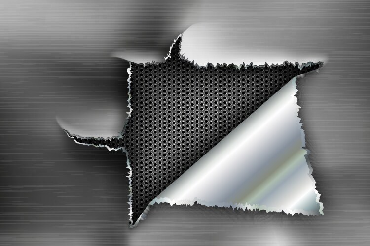 Metal rip hole horizontal background frame 3d Vector Image