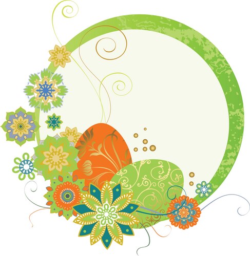 Easter Floral Frame with Eggs Vector Image