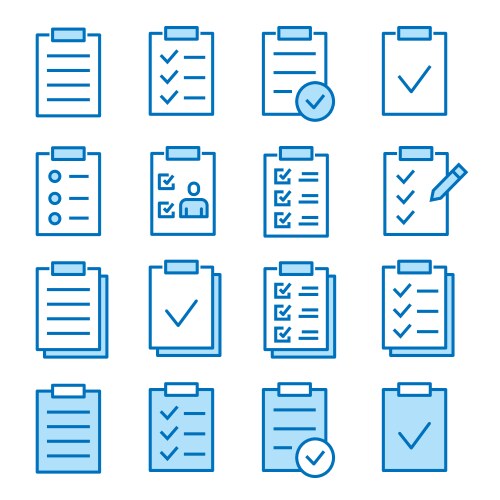 Checklist flat line icon set vector image