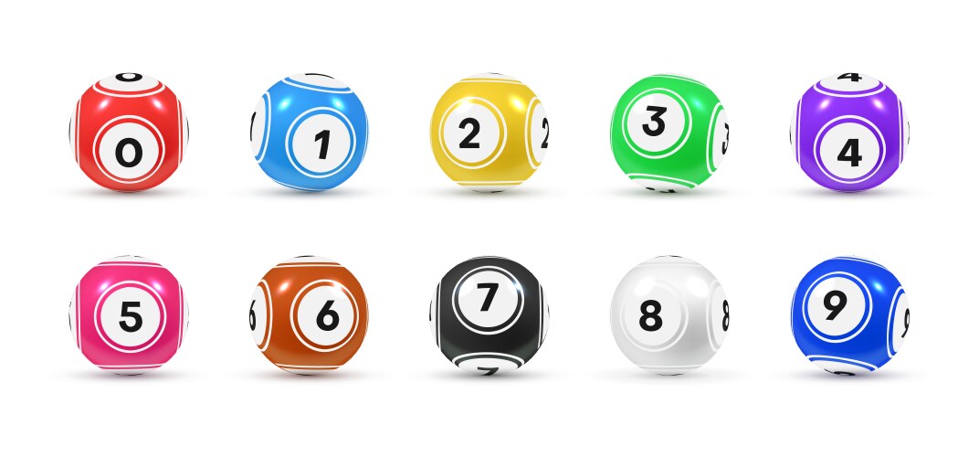 realistic glossy lottery balls with numbers vector image