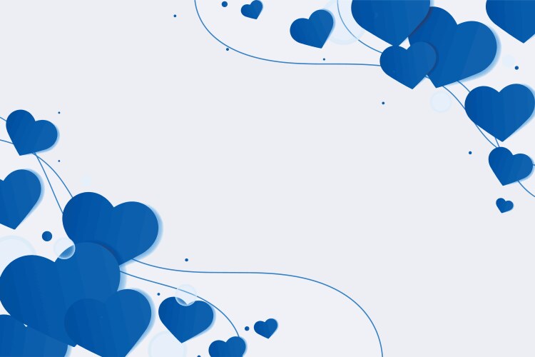 Cute heart side border blue background vector image