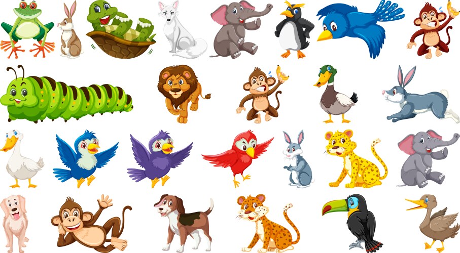 set cute animal vector image