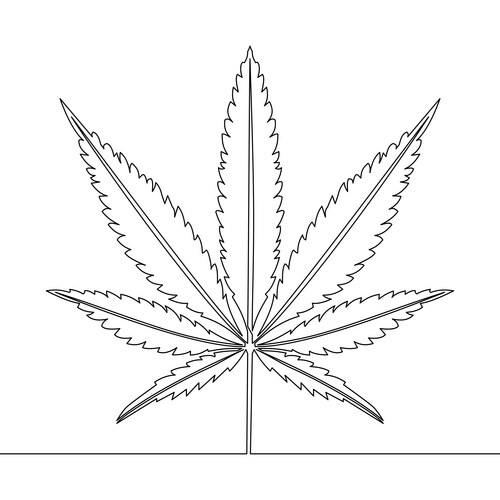 Continuous one line drawing marijuana leaf concept Vector Image