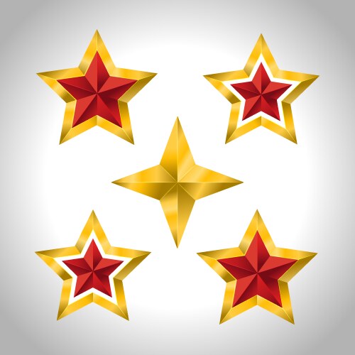 5 gold stars year holiday 3d vector image