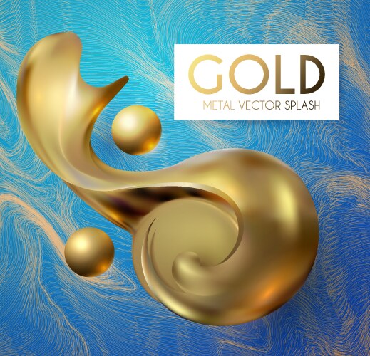 3d gold swirl element realistic abstract design vector image