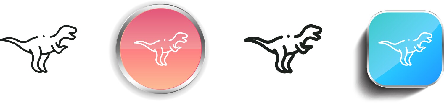 Dinosaur icon thin linear regular and button vector image