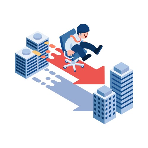 Isometric businessman going to the new job vector image