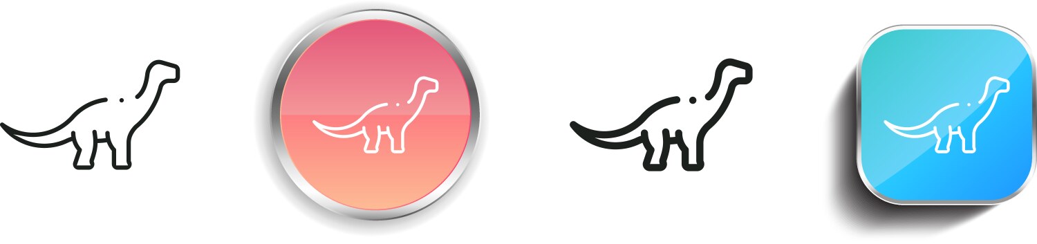 Dinosaur icon thin linear regular and button vector image