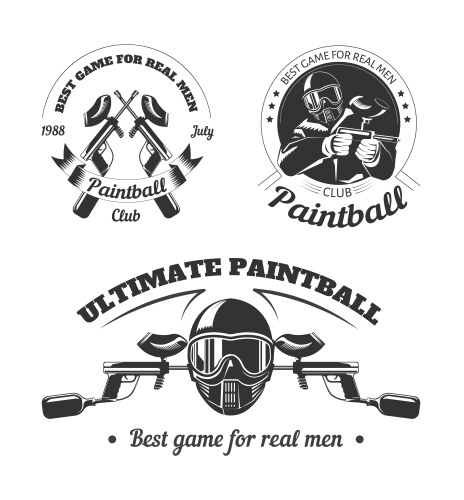 Paintball game sport club logo templates of gamer Vector Image