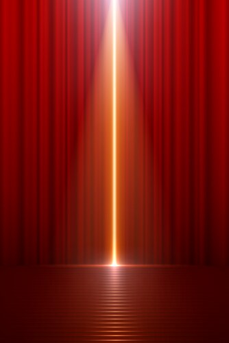 Red curtains with stairs and light effect Vector Image