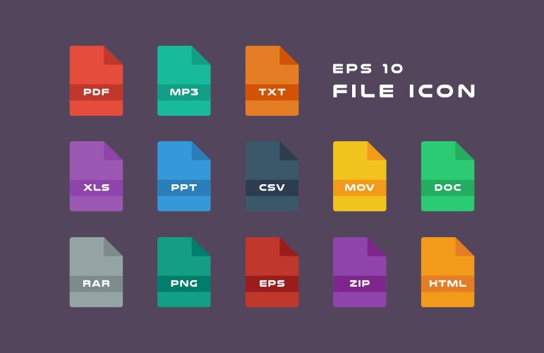 Set of document labels and file formats icons pdf vector image