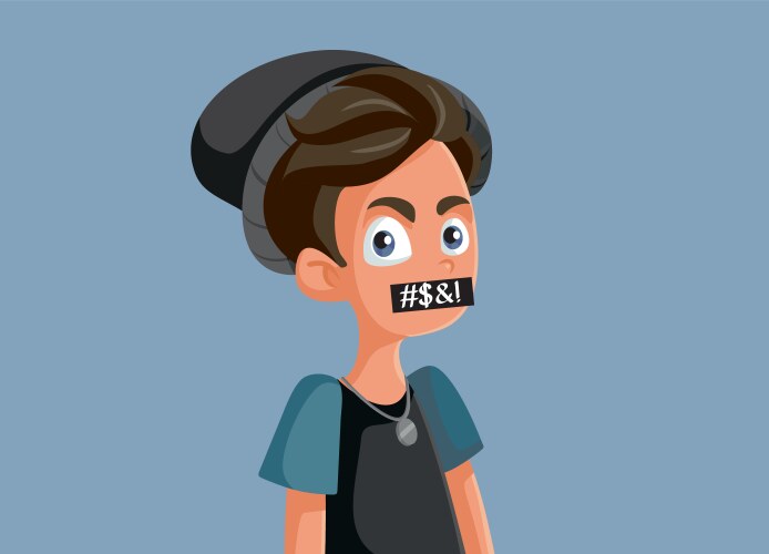 teen boy using foul language and swear words vector image