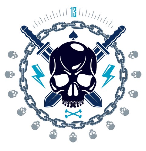 Aggressive Pirate Skull Emblem Vector Image