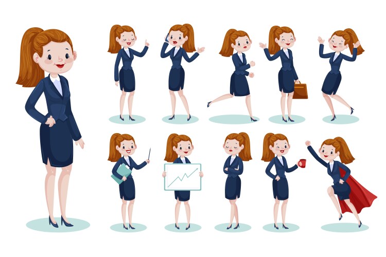 businesswoman character set vector image