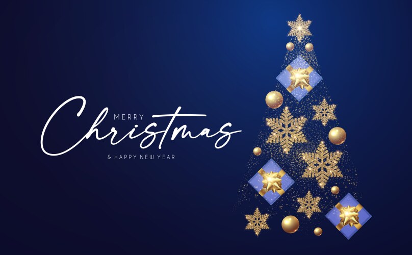 Christmas tree merry design template vector image