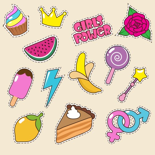 ice cream princess crown and candy lollipop vector image