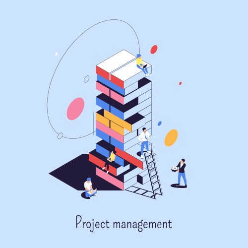 Project management isometric Royalty Free Vector Image