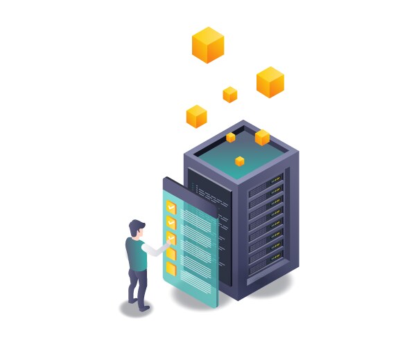 Checklist for data analysis in server technology vector image
