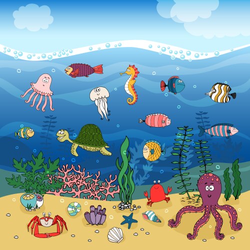 Ocean Creatures Underwater Vector Image