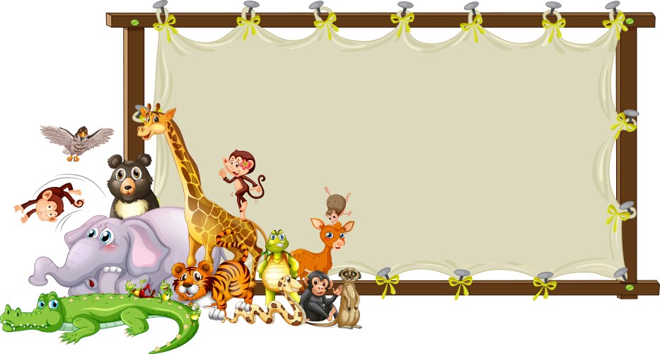 Border template design with cute animals Vector Image