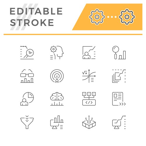 Set line icons of data analytics vector image