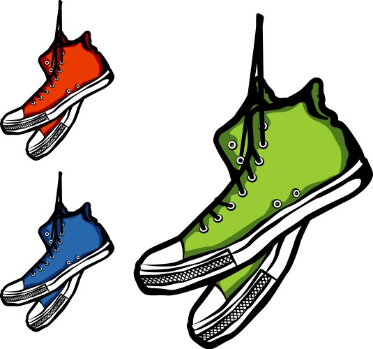A pair of sneakers with white laces isolated Vector Image