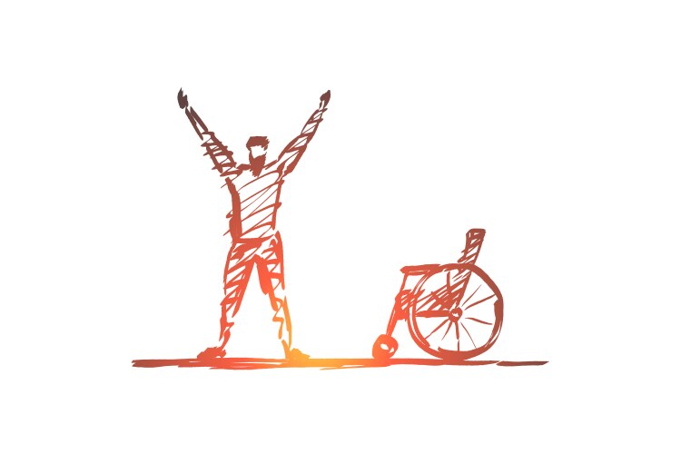 Happy Man with Wheelchair Vector Image