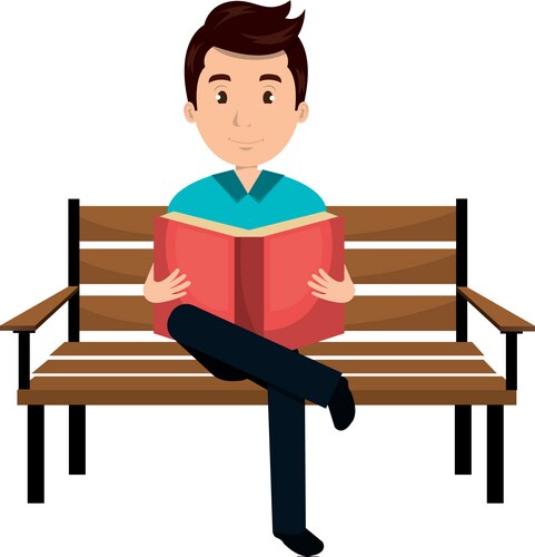 Man reading book in park chair Vector Image