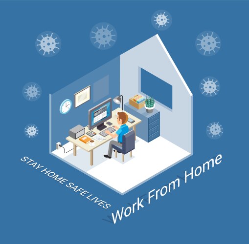 Work at home isometric vector image